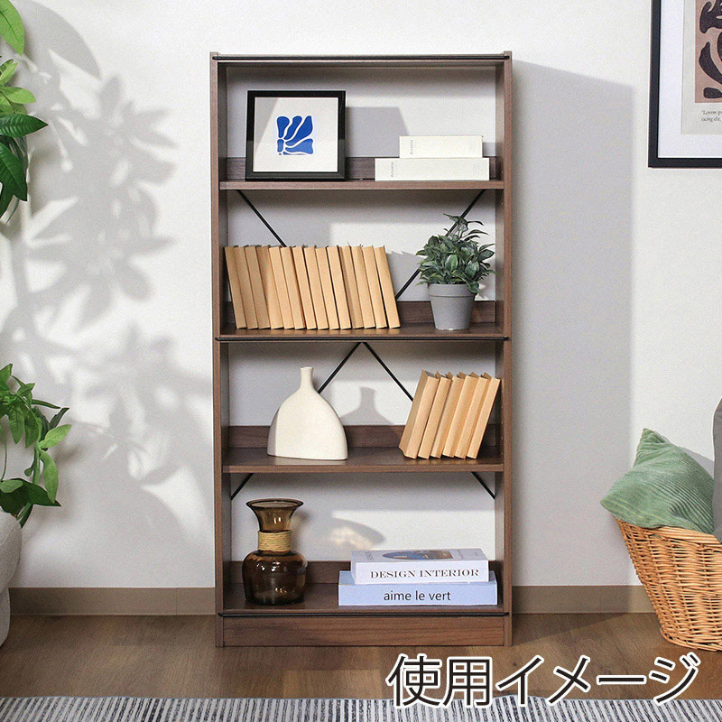 不二貿易 EZBO オープンラック 4段 ミディアムブラウン 1台(ご注文単位1台)【直送品】