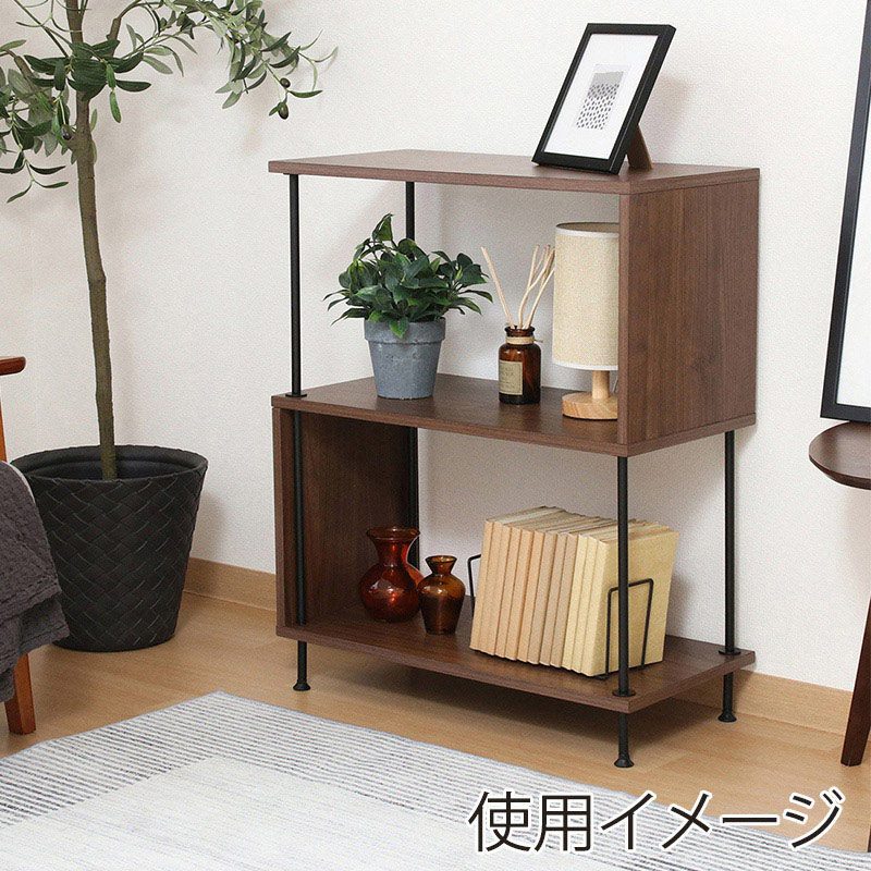 不二貿易 EZBO ツイストロック S型 ディスプレイラック 3段 ミディアムブラウン 1台（ご注文単位1台）【直送品】