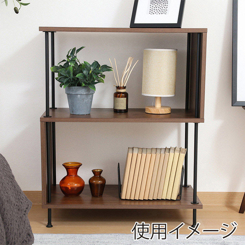 不二貿易 EZBO ツイストロック S型 ディスプレイラック 3段 ミディアムブラウン 1台（ご注文単位1台）【直送品】