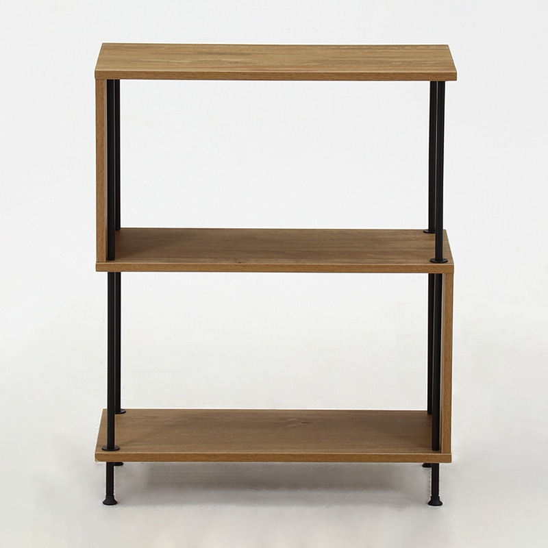 不二貿易 EZBO ツイストロック S型 ディスプレイラック 3段 オーク 1台(ご注文単位1台)【直送品】