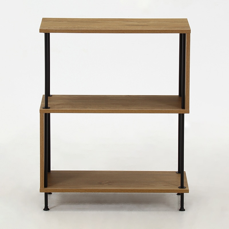 不二貿易 EZBO ツイストロック S型 ディスプレイラック 3段 オーク 1台(ご注文単位1台)【直送品】