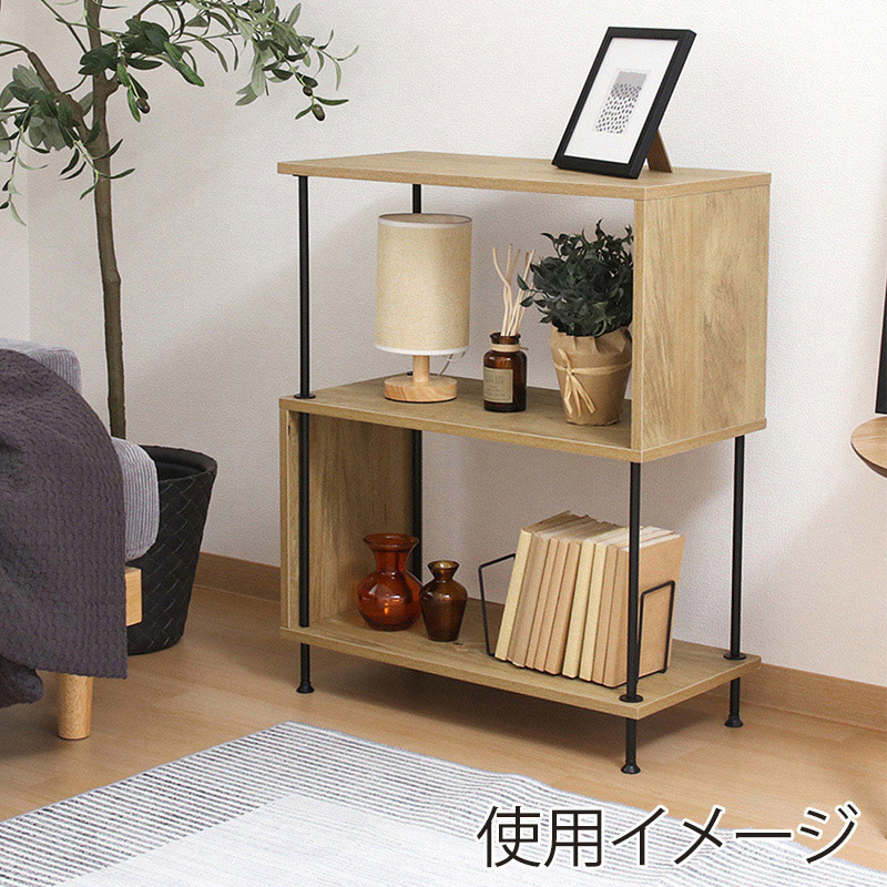 不二貿易 EZBO ツイストロック S型 ディスプレイラック 3段 オーク 1台(ご注文単位1台)【直送品】