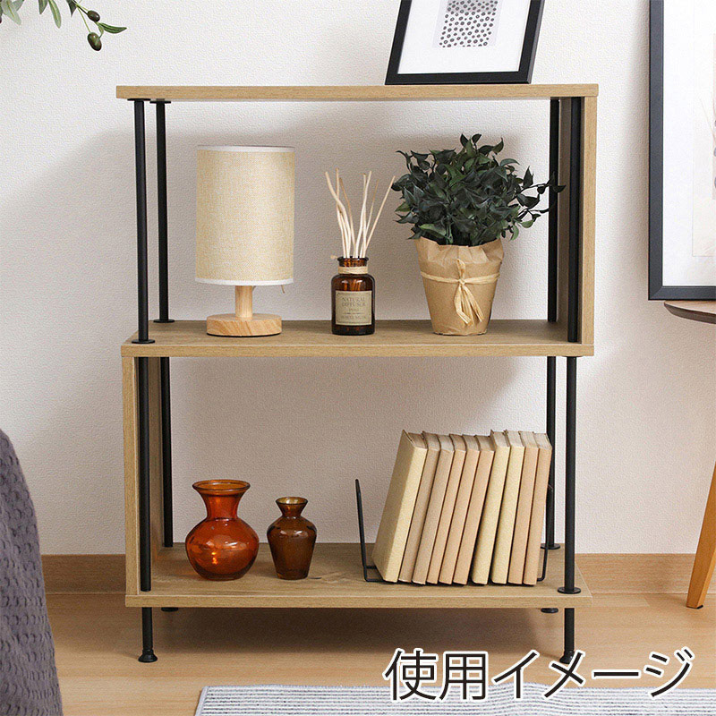 不二貿易 EZBO ツイストロック S型 ディスプレイラック 3段 オーク 1台(ご注文単位1台)【直送品】