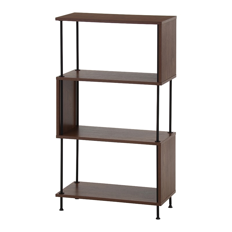 不二貿易 EZBO ツイストロック S型 ディスプレイラック 4段 ミディアムブラウン 1台（ご注文単位1台）【直送品】