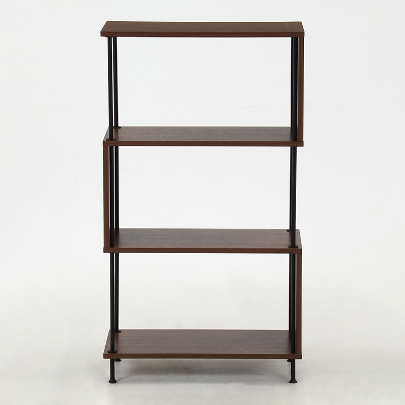 不二貿易 EZBO ツイストロック S型 ディスプレイラック 4段 ミディアムブラウン 1台(ご注文単位1台)【直送品】