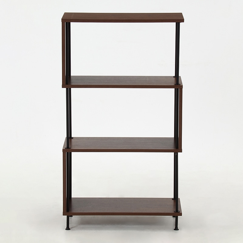 不二貿易 EZBO ツイストロック S型 ディスプレイラック 4段 ミディアムブラウン 1台(ご注文単位1台)【直送品】