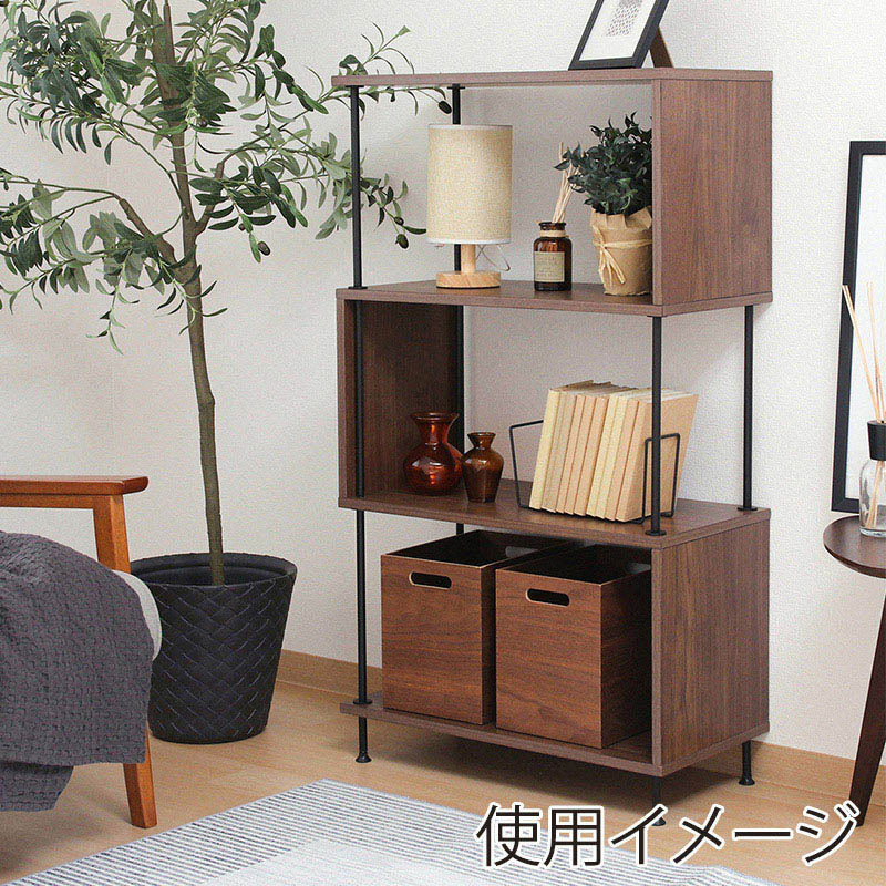 不二貿易 EZBO ツイストロック S型 ディスプレイラック 4段 ミディアムブラウン 1台(ご注文単位1台)【直送品】