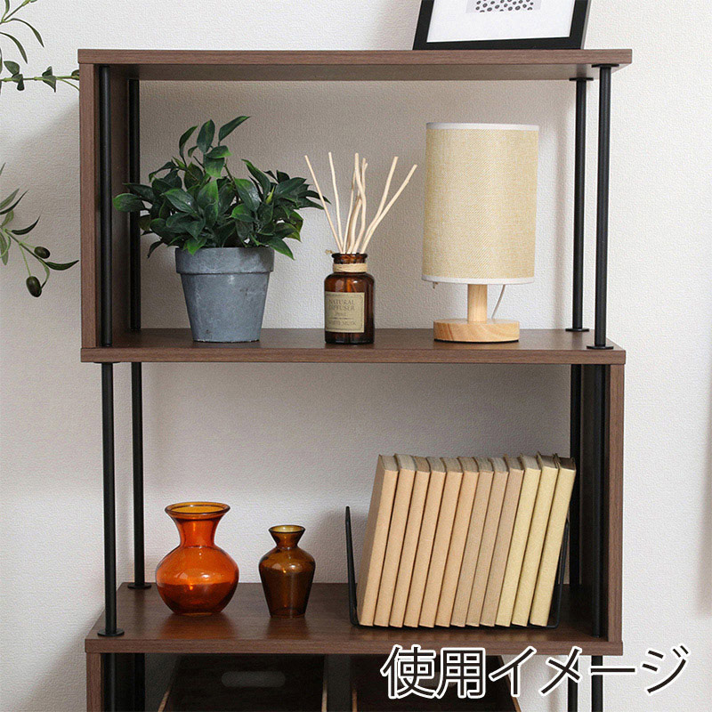 不二貿易 EZBO ツイストロック S型 ディスプレイラック 4段 ミディアムブラウン 1台(ご注文単位1台)【直送品】