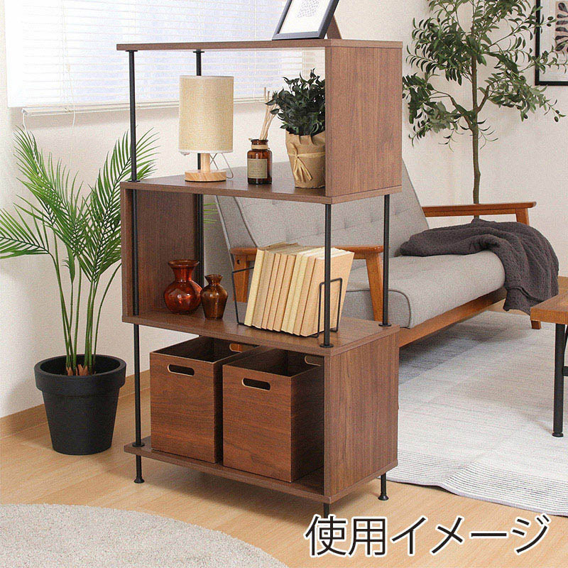 不二貿易 EZBO ツイストロック S型 ディスプレイラック 4段 ミディアムブラウン 1台(ご注文単位1台)【直送品】