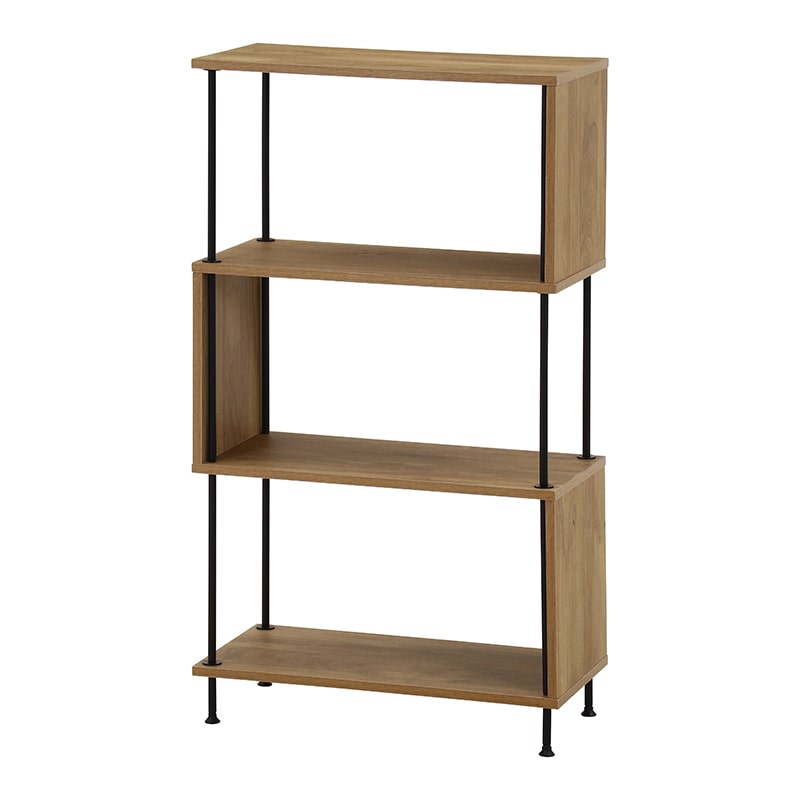 不二貿易 EZBO ツイストロック S型 ディスプレイラック 4段 オーク 1台（ご注文単位1台）【直送品】