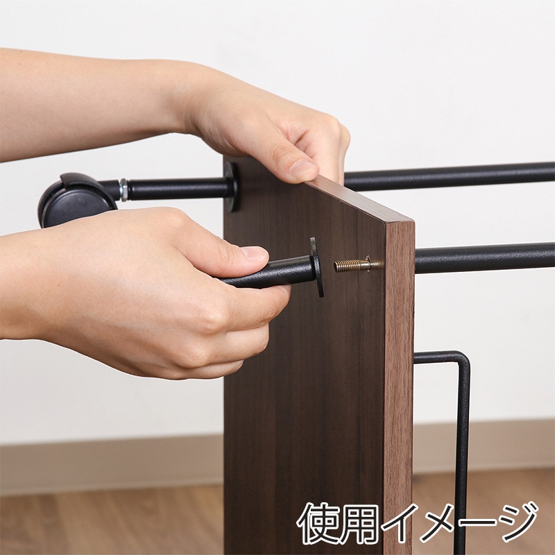 不二貿易 EZBO ツイストロック キッチンカート ミディアムブラウン 1台(ご注文単位1台)【直送品】