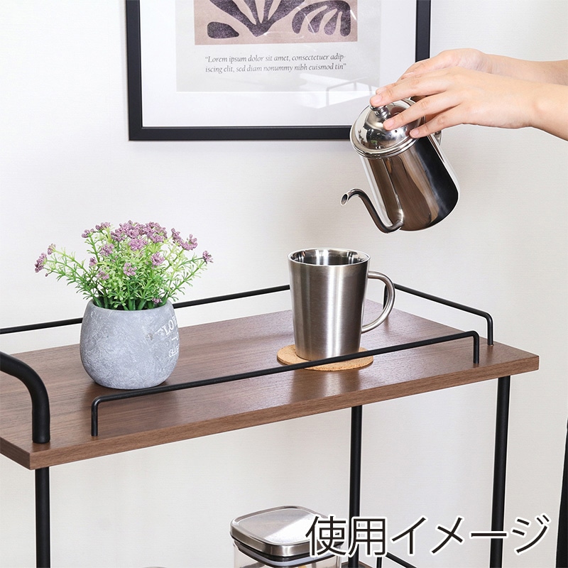 不二貿易 EZBO ツイストロック キッチンカート ミディアムブラウン 1台(ご注文単位1台)【直送品】