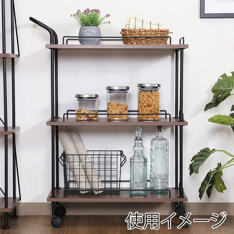 不二貿易 EZBO ツイストロック キッチンカート ミディアムブラウン 1台(ご注文単位1台)【直送品】