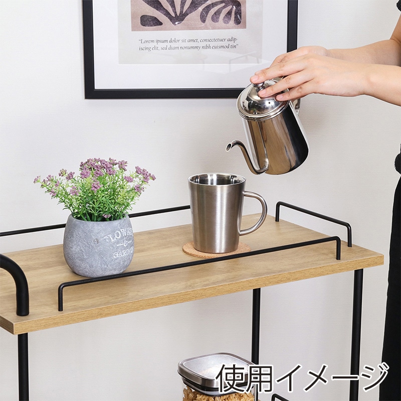 不二貿易 EZBO ツイストロック キッチンカート オークナチュラル 1台(ご注文単位1台)【直送品】