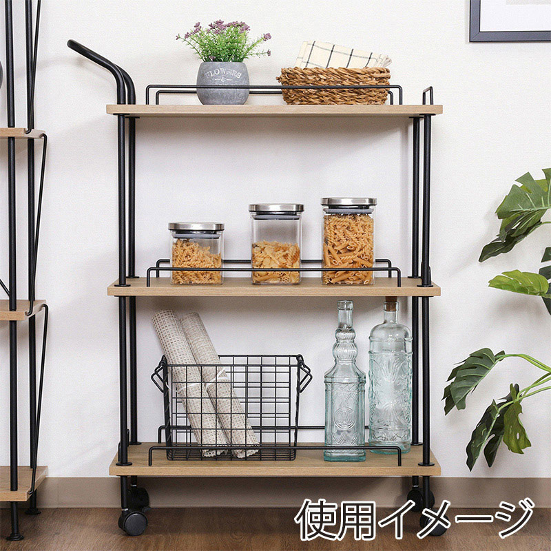 不二貿易 EZBO ツイストロック キッチンカート オークナチュラル 1台(ご注文単位1台)【直送品】