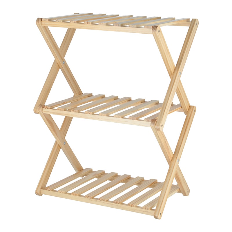 不二貿易 フォールディングウッドラック リム 3段 NA×NA 1個（ご注文単位4個）【直送品】