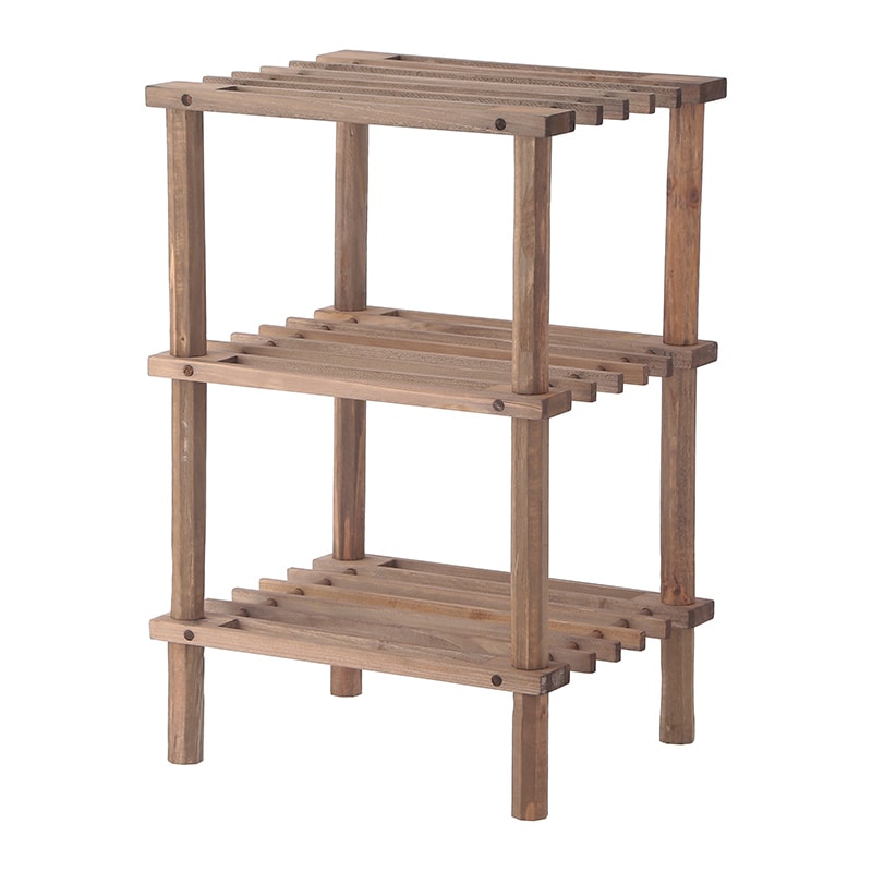 不二貿易 マルチフリーラック ハーフ 3段 ブラウン 1個（ご注文単位10個）【直送品】