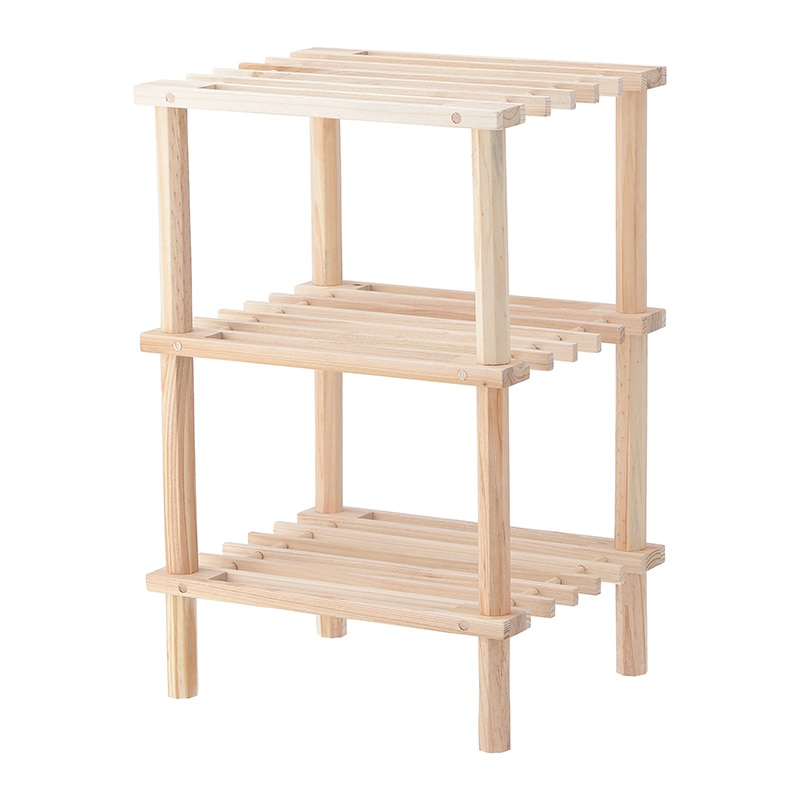 不二貿易 マルチフリーラック ハーフ 3段 ナチュラル 1個（ご注文単位10個）【直送品】