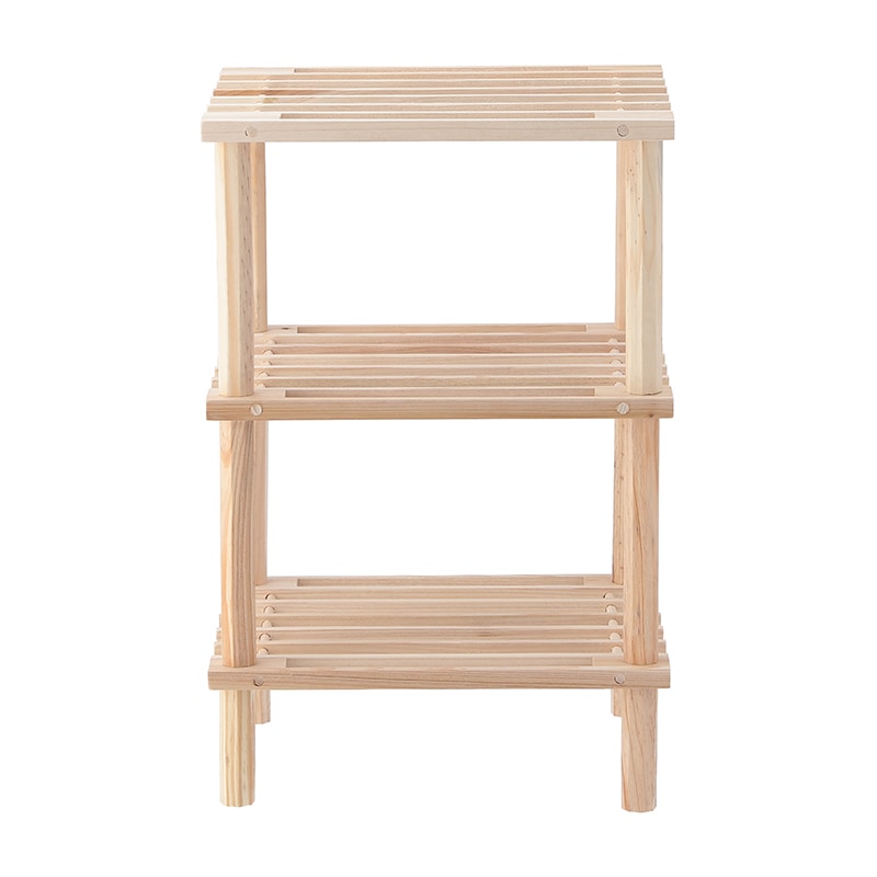 不二貿易 マルチフリーラック ハーフ 3段 ナチュラル 1個（ご注文単位10個）【直送品】