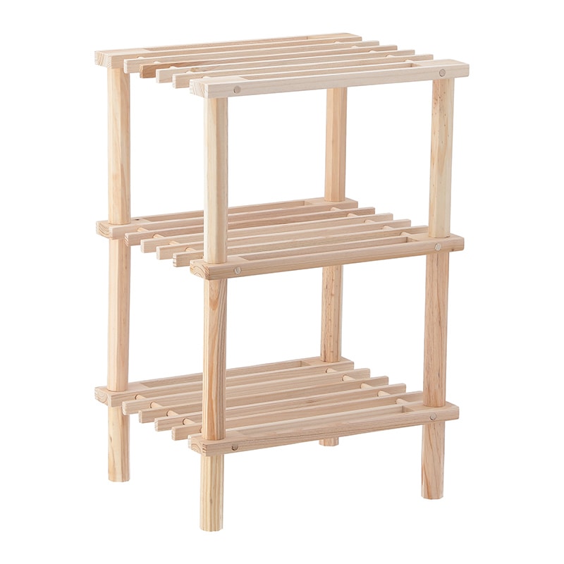 不二貿易 マルチフリーラック ハーフ 3段 ナチュラル 1個（ご注文単位10個）【直送品】