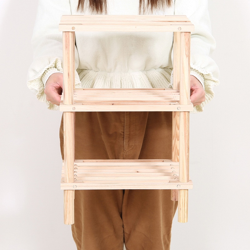 不二貿易 マルチフリーラック ハーフ 3段 ナチュラル 1個（ご注文単位10個）【直送品】