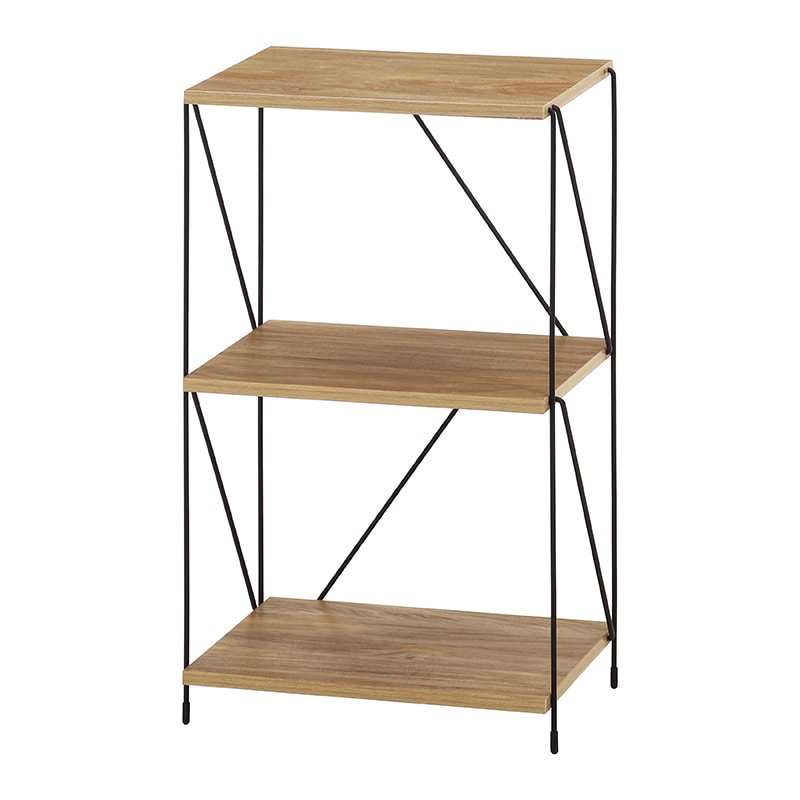 不二貿易 EZBO ワイヤーラック 3段 40幅 オークナチュラル 1台（ご注文単位1台）【直送品】