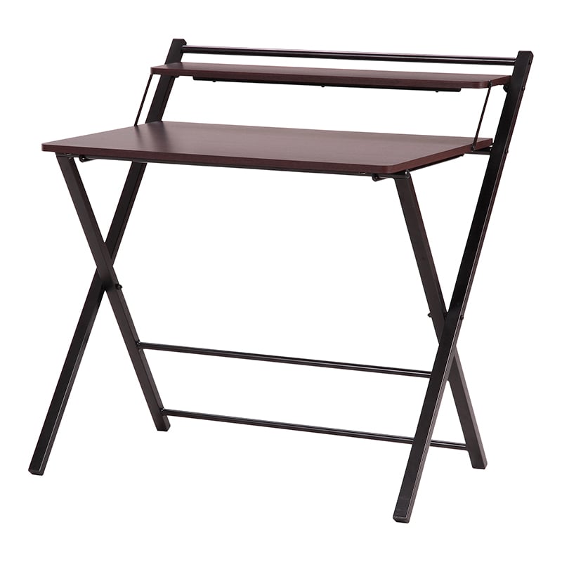 不二貿易 フォールディングワークデスク ダークブラウン/ブラック 1台（ご注文単位1台）【直送品】