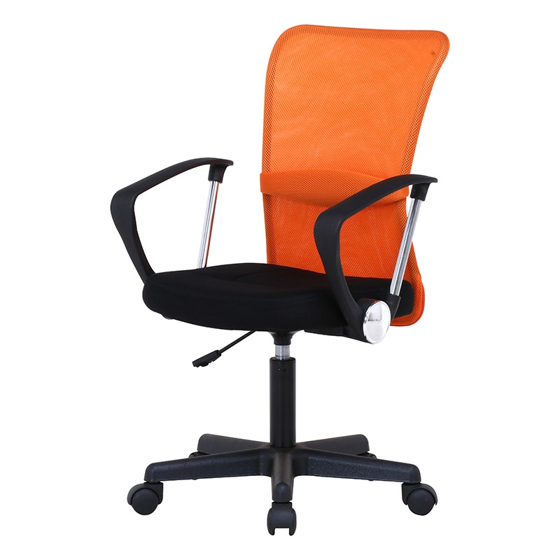 不二貿易 メッシュバックチェアー ハンター 肘付 オレンジ 1台（ご注文単位1台）【直送品】