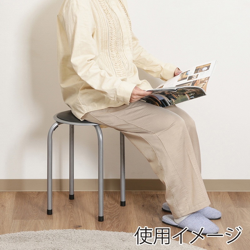 不二貿易 パイプ丸イス ブラック FB-01BK(1010BK) 1台（ご注文単位12台）【直送品】