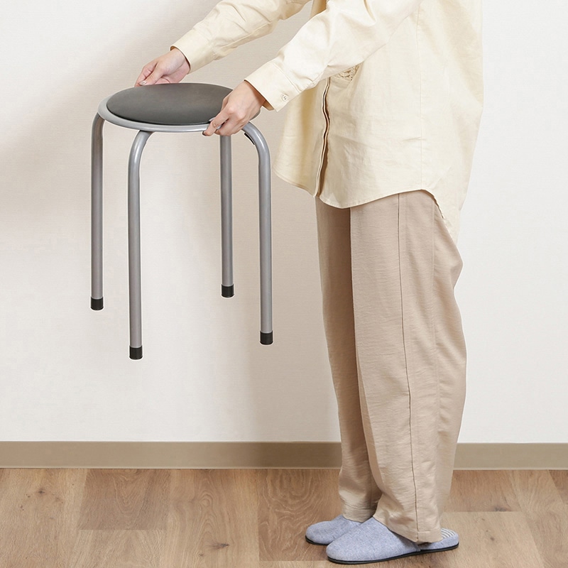 不二貿易 パイプ丸イス ブラック FB-01BK(1010BK) 1台（ご注文単位12台）【直送品】