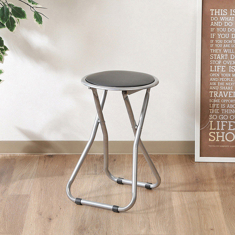 不二貿易 パイプ折りたたみイス ブラック FB-02BK(1010BK) 1台（ご注文単位6台）【直送品】