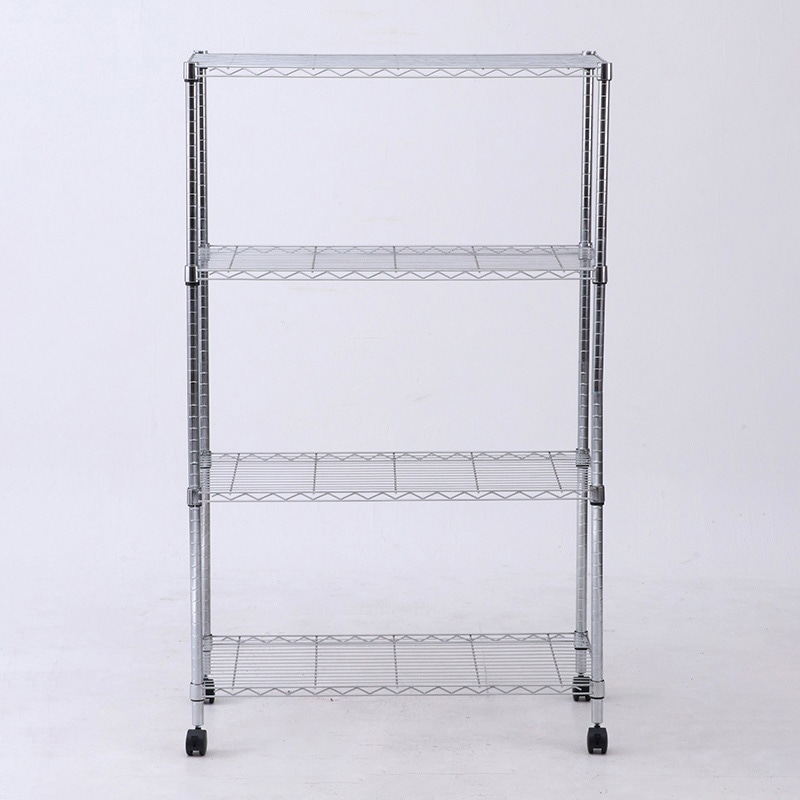 不二貿易 メタルマルチシェルフ 4段 90cm幅 クロム MS-945154CR 1台(ご注文単位1台)【直送品】