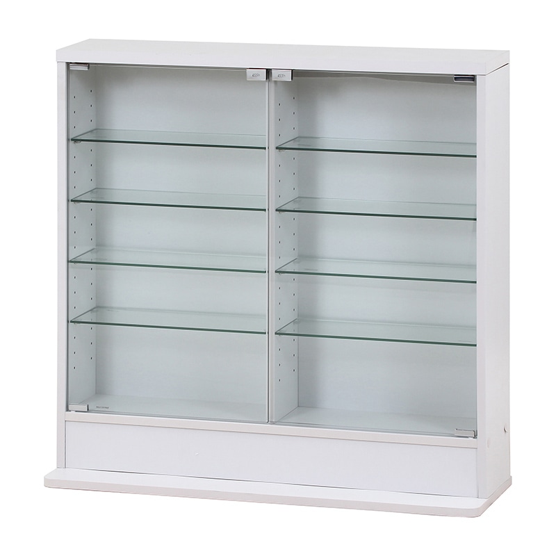 不二貿易 ガラスコレクションケース ロータイプ 浅型 ホワイト 1台（ご注文単位1台）【直送品】