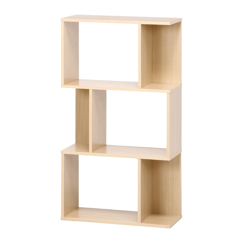 不二貿易 S型ディスプレイラック 3段 ナチュラル 1台（ご注文単位1台）【直送品】