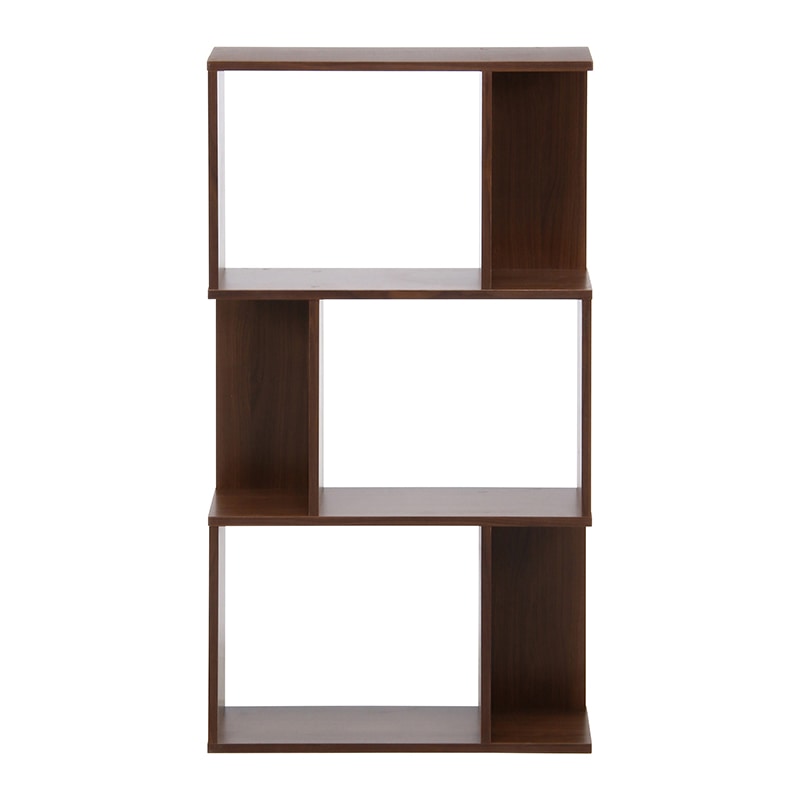 不二貿易 S型ディスプレイラック 3段 ミディアムブラウン 1台(ご注文単位1台)【直送品】