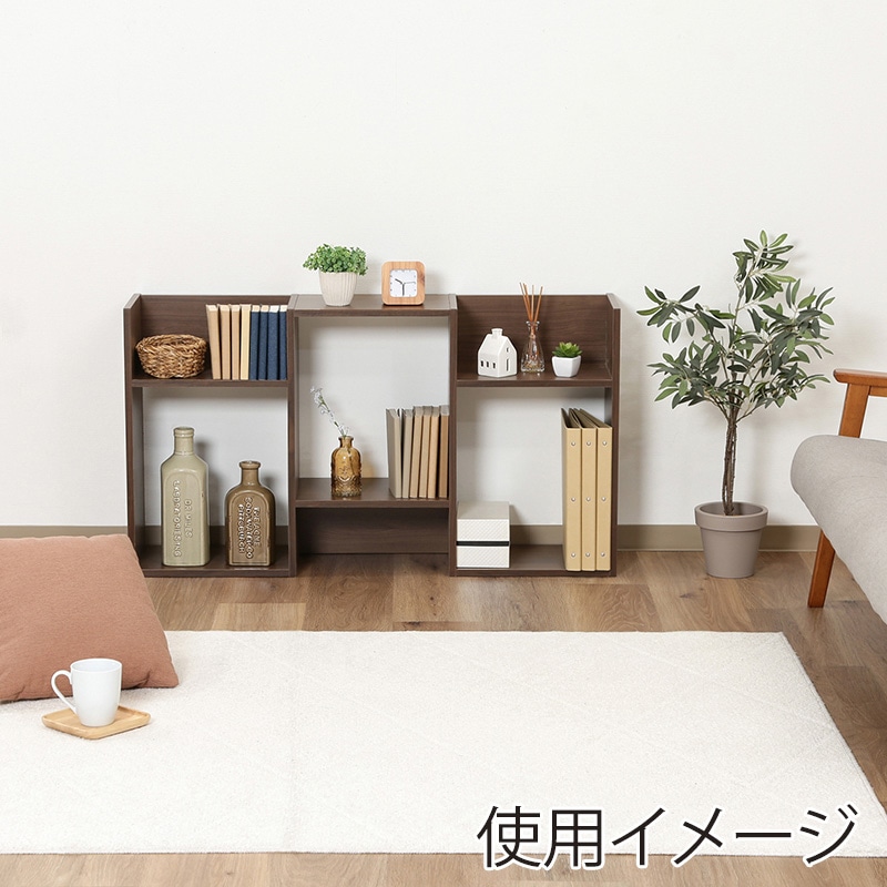 不二貿易 S型ディスプレイラック 3段 ミディアムブラウン 1台(ご注文単位1台)【直送品】