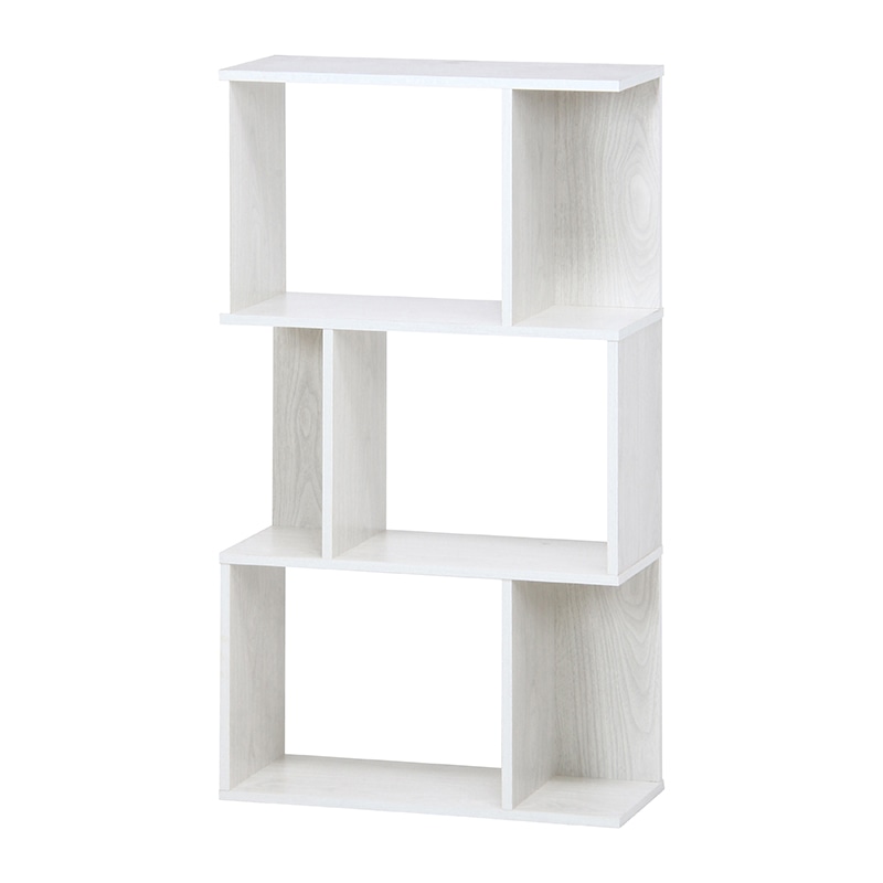 不二貿易 S型ディスプレイラック 3段 ホワイトウォッシュ 1台（ご注文単位1台）【直送品】