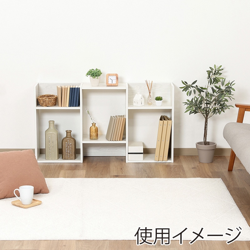 不二貿易 S型ディスプレイラック 3段 ホワイトウォッシュ 1台（ご注文単位1台）【直送品】