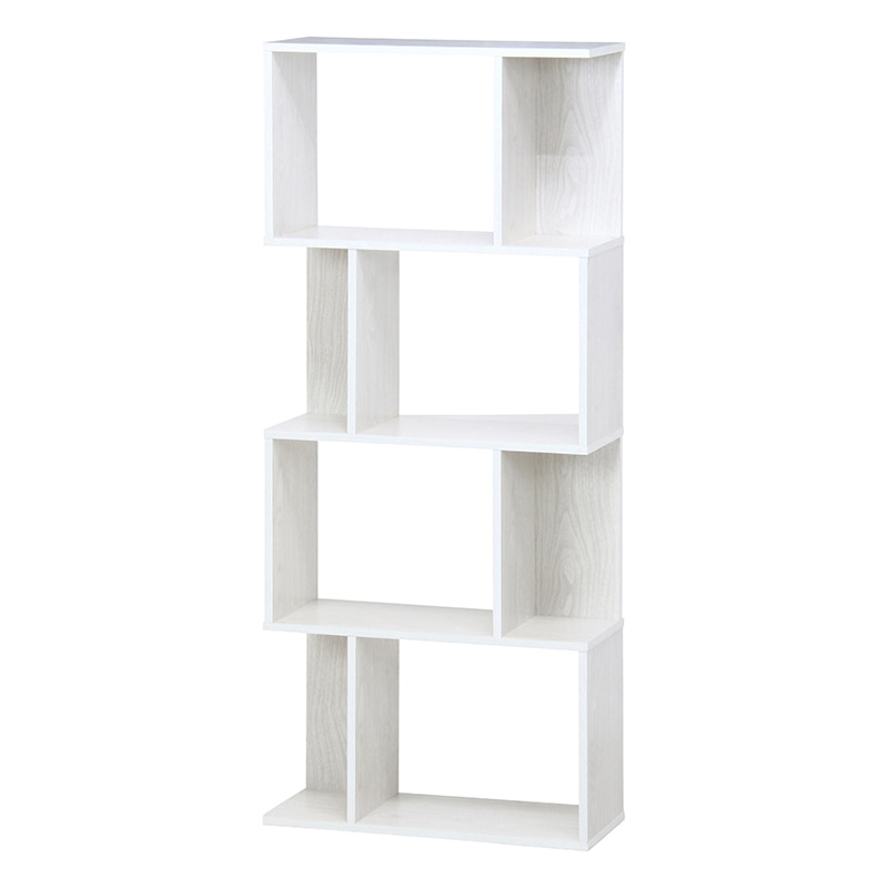 不二貿易 S型ディスプレイラック 4段 ホワイトウォッシュ 1台（ご注文単位1台）【直送品】