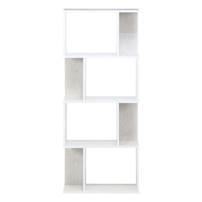 不二貿易 S型ディスプレイラック 4段 ホワイトウォッシュ 1台(ご注文単位1台)【直送品】