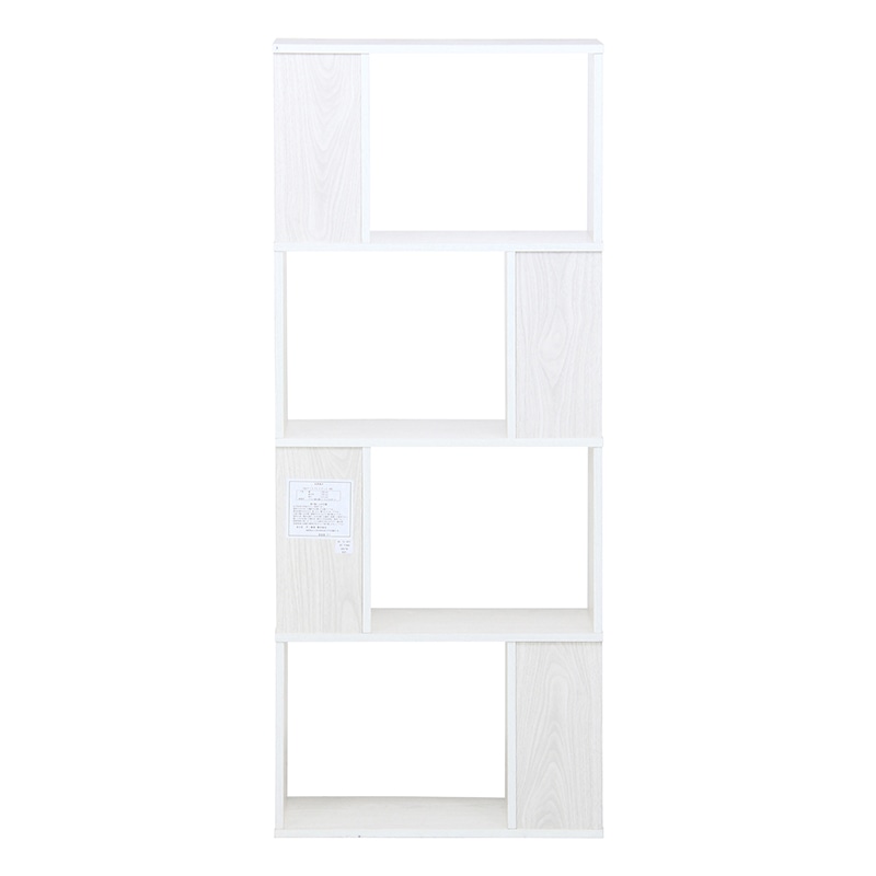 不二貿易 S型ディスプレイラック 4段 ホワイトウォッシュ 1台(ご注文単位1台)【直送品】