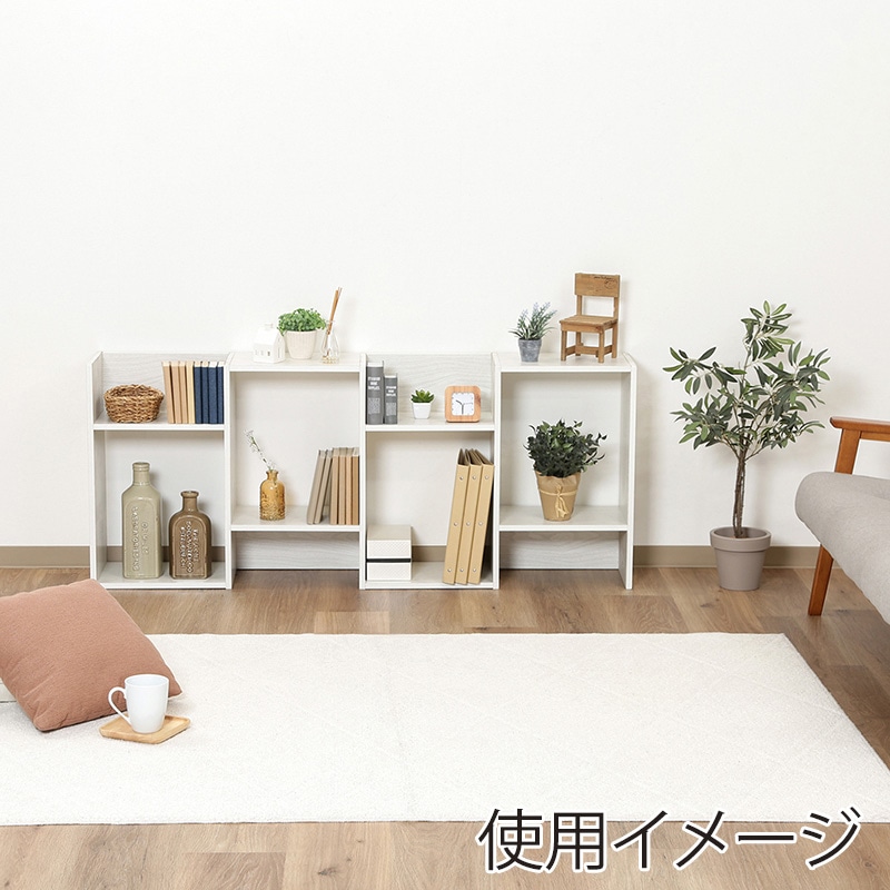 不二貿易 S型ディスプレイラック 4段 ホワイトウォッシュ 1台(ご注文単位1台)【直送品】