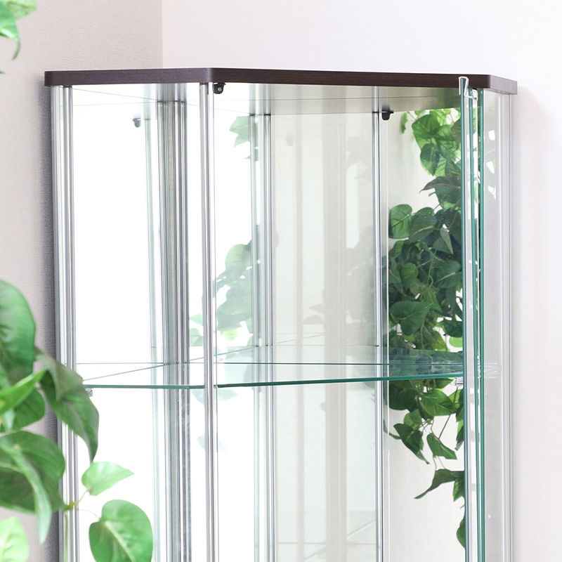 不二貿易 ガラスコレクションケース コーナータイプ 背面ミラー付き 1台（ご注文単位1台）【直送品】