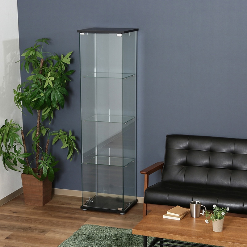 不二貿易 ガラスコレクションケース 4段 クリア TMG-G130 1台（ご注文単位1台）【直送品】