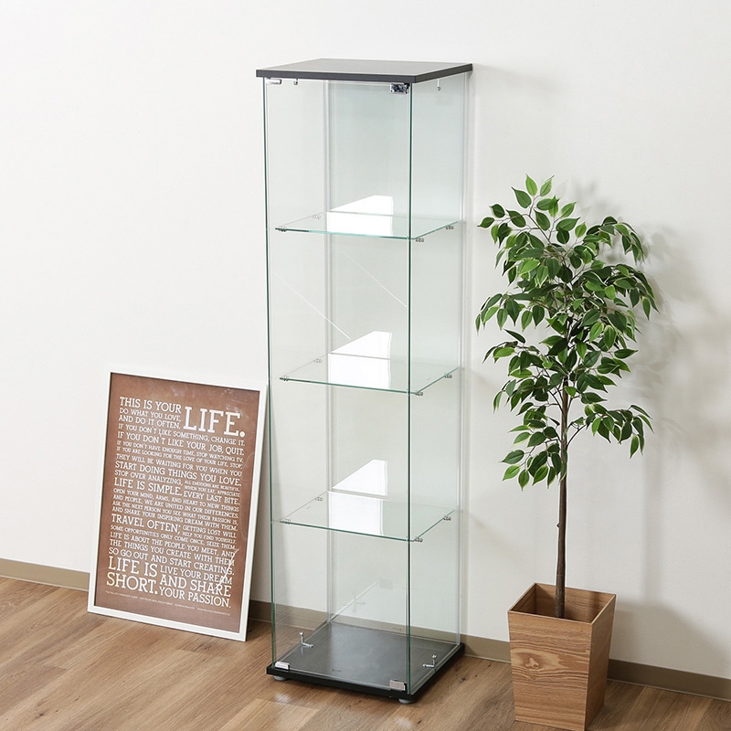 不二貿易 ガラスコレクションケース 4段 クリア TMG-G130 1台（ご注文単位1台）【直送品】