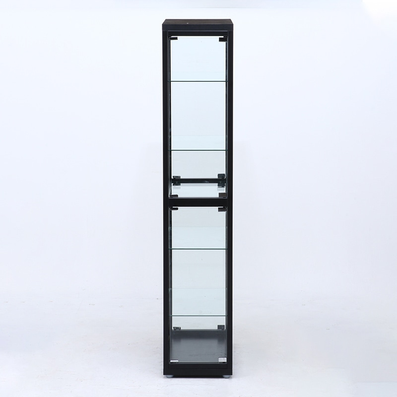 不二貿易 ガラスコレクションケース 6段 4つ扉 ブラック 1台(ご注文単位1台)【直送品】