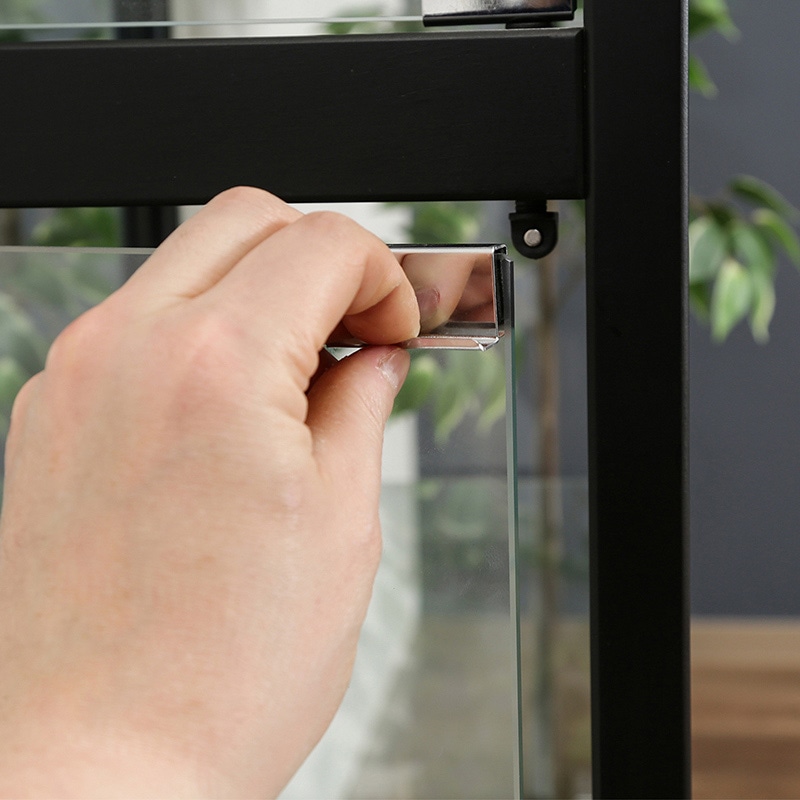 不二貿易 ガラスコレクションケース 6段 4つ扉 ブラック 1台(ご注文単位1台)【直送品】