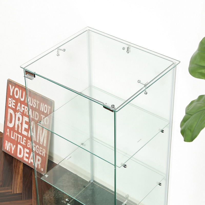 不二貿易 ガラスコレクションケース 3段 クリア 1台(ご注文単位1台)【直送品】