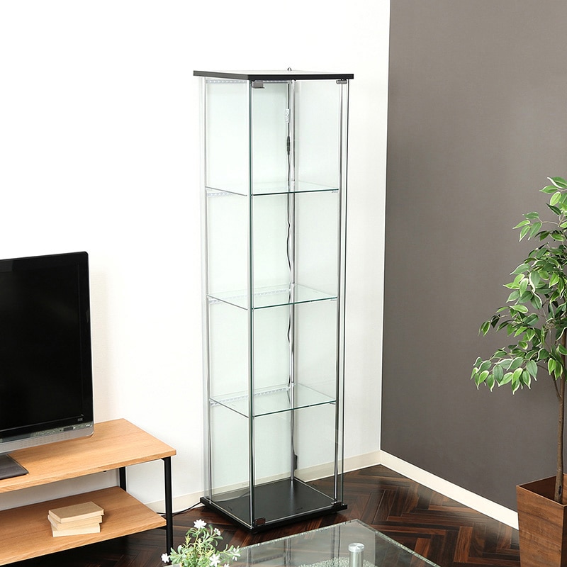 不二貿易 ガラスコレクションケース 4段 LED 1台（ご注文単位1台）【直送品】