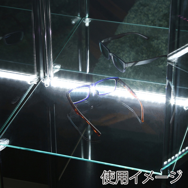 不二貿易 ガラスコレクションケース 4段 LED 背面ミラー付き 1台(ご注文単位1台)【直送品】